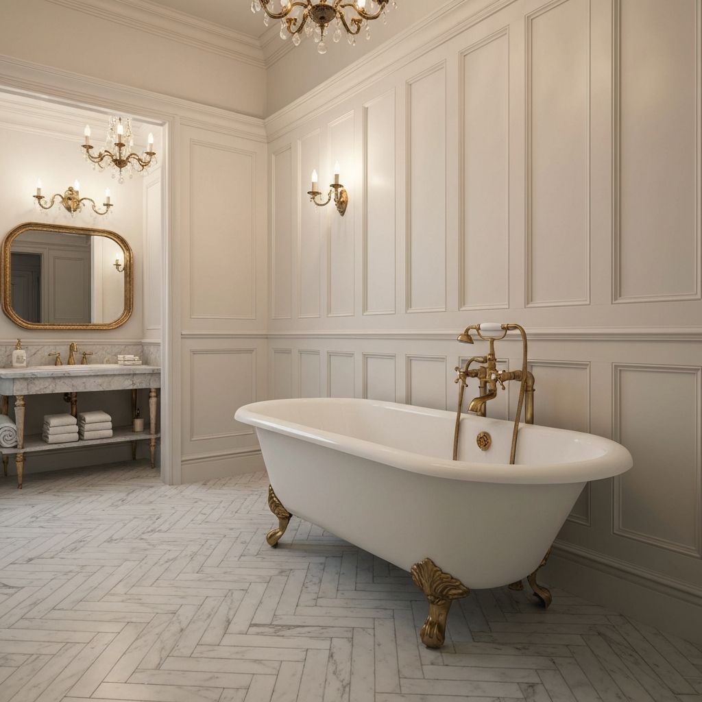 Classic Victorian style bathroom with clawfoot bathtub